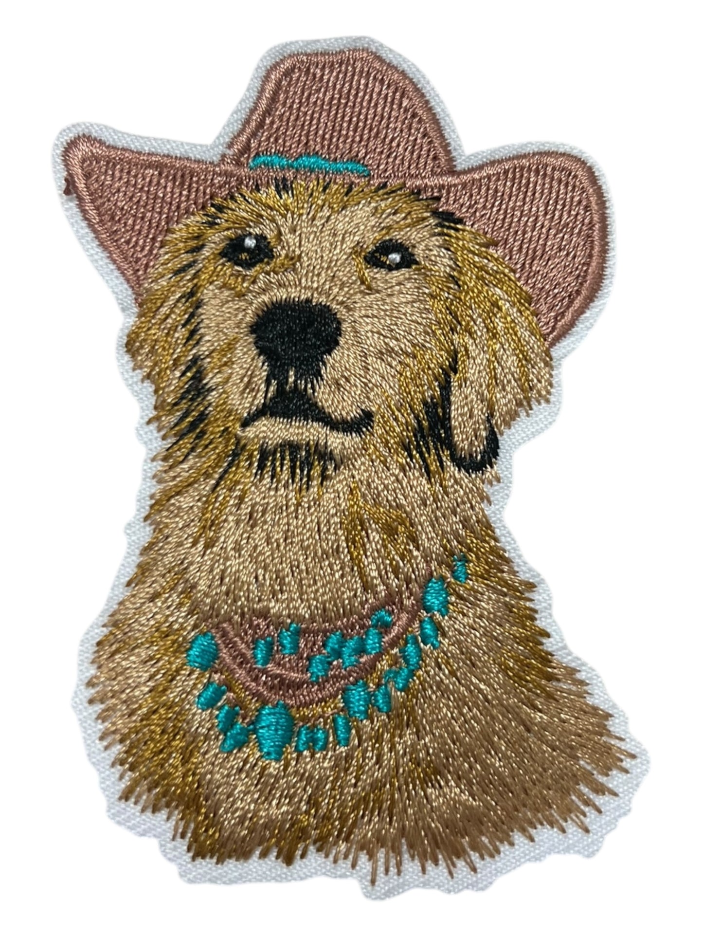 Golden Retriever cowboy hat and turquoise