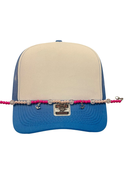 Pink beads with anchor charms Hat chain