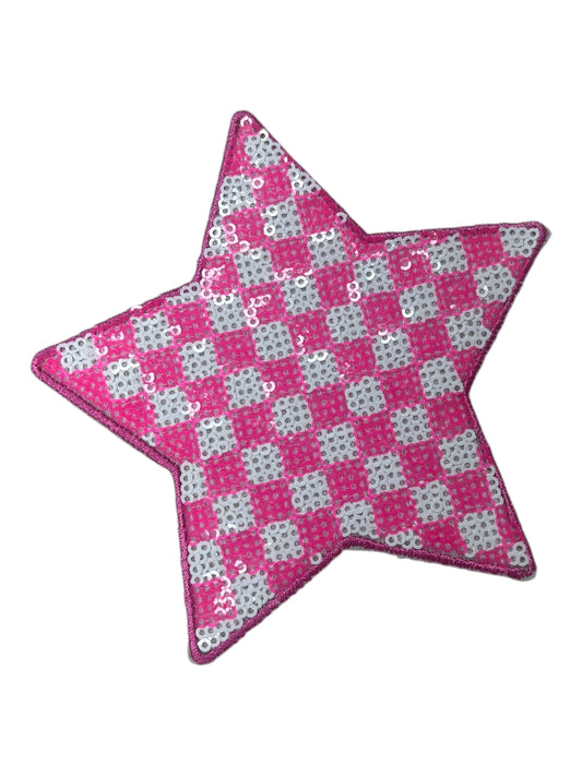 Hot pink and White Checkered Star