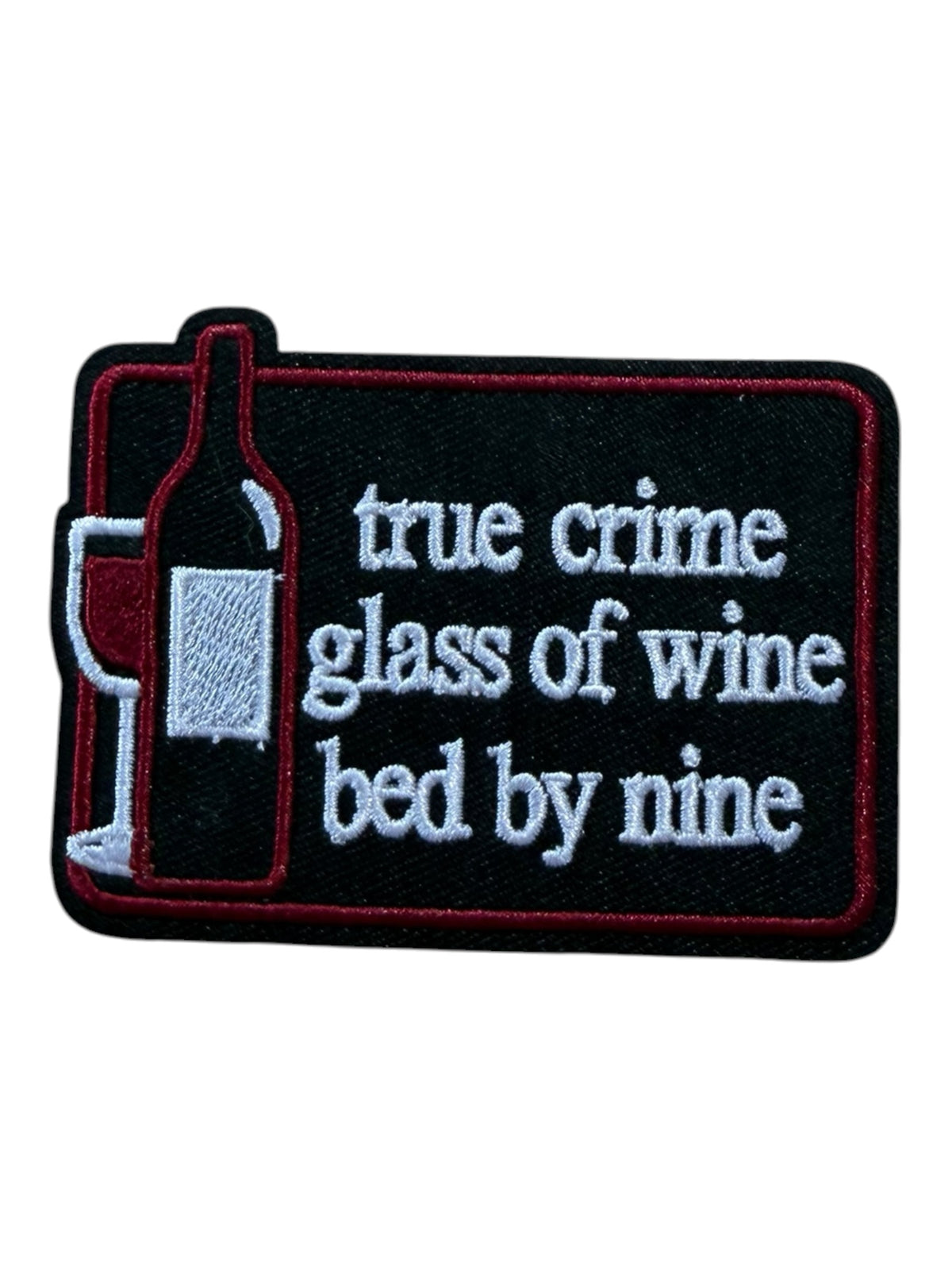 True crime glass of wine bed by nine