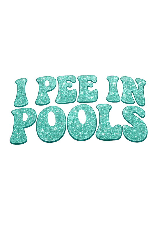 I pee in pools turquoise glitter transfer Hat size