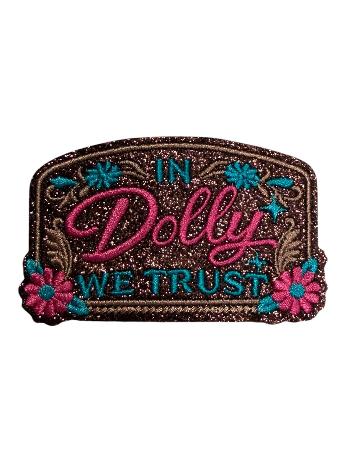 In dolly we trust brown  glitter