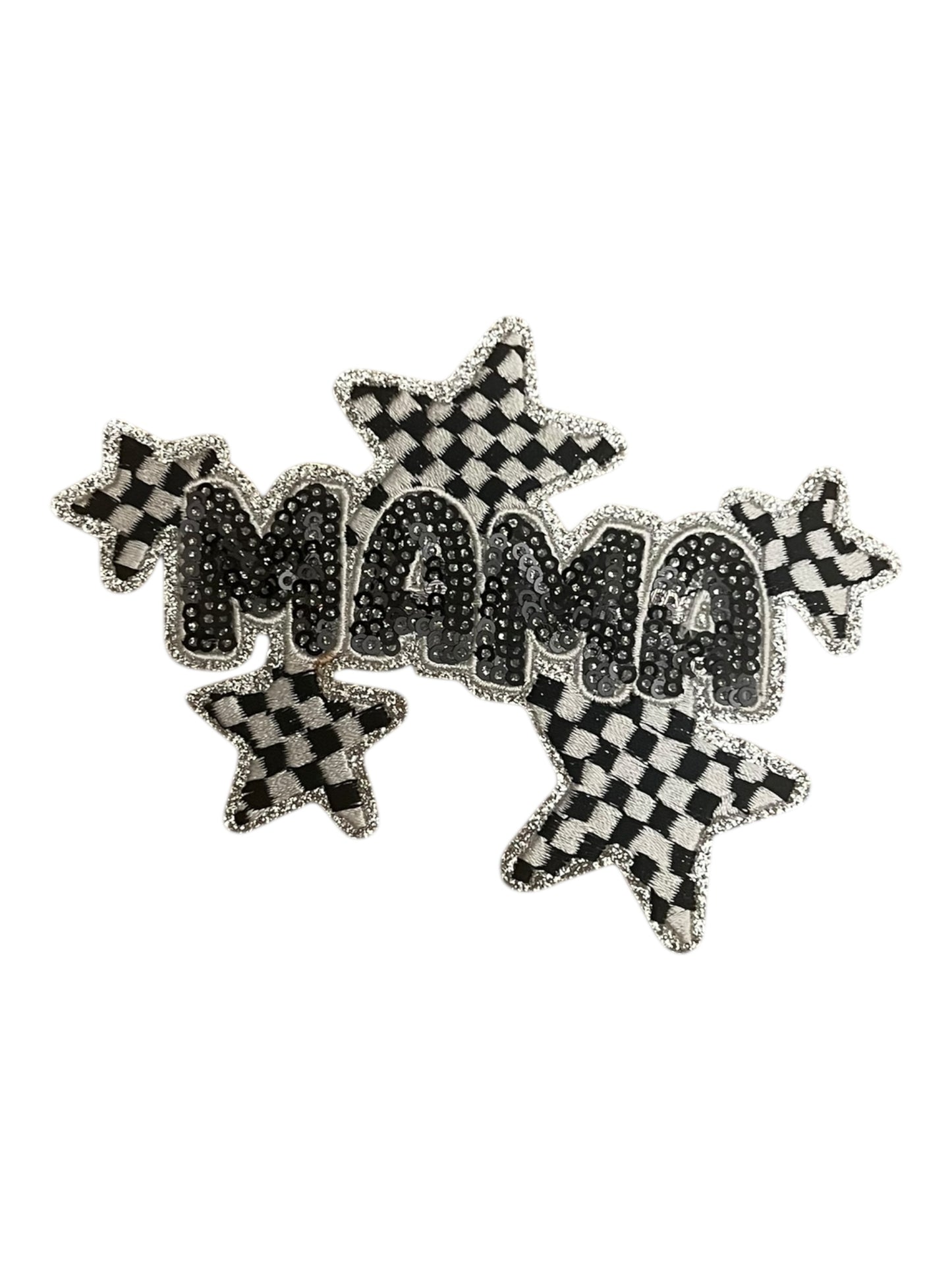 Mama black and white checkered with sequins