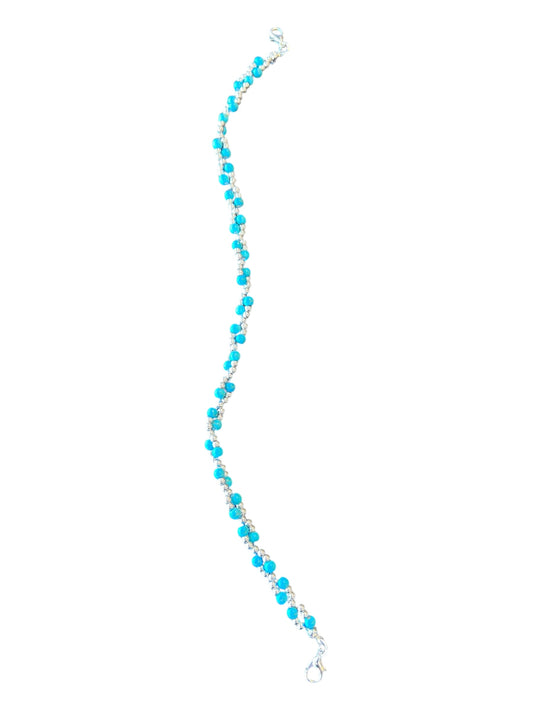 Turquoise and silver hat chain