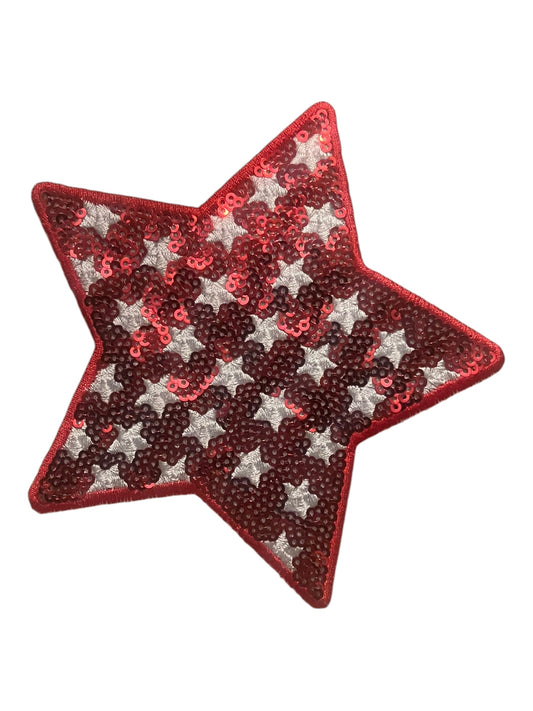 Red and White stared sequin star 5”