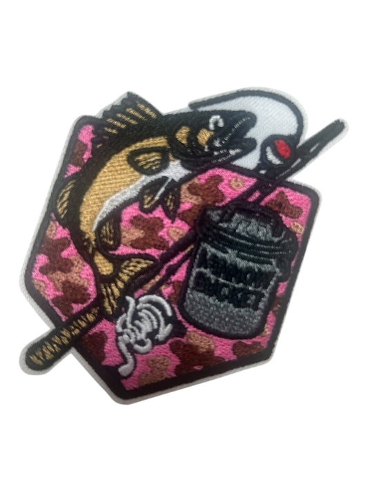 Fishing pole fish minnow bucket camo pink