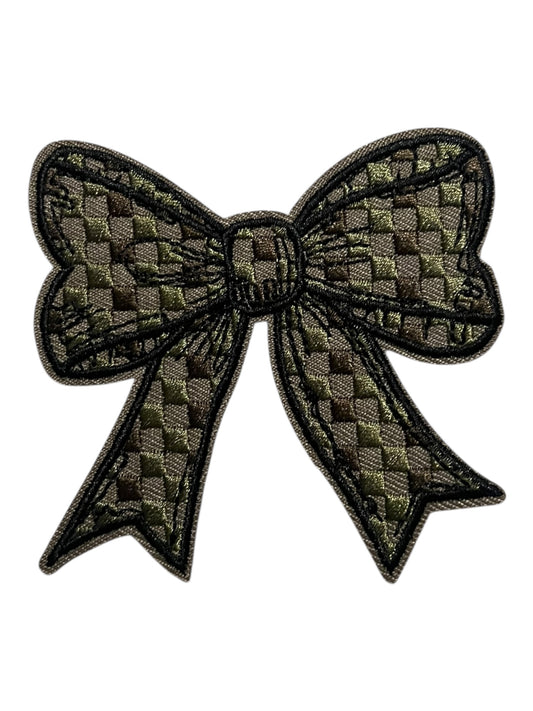 Checked bow olive color