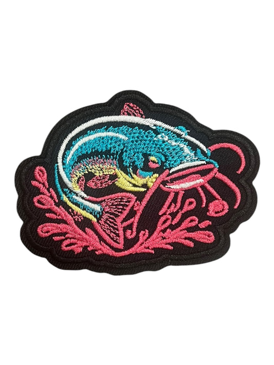 Fish patch with pink water splash