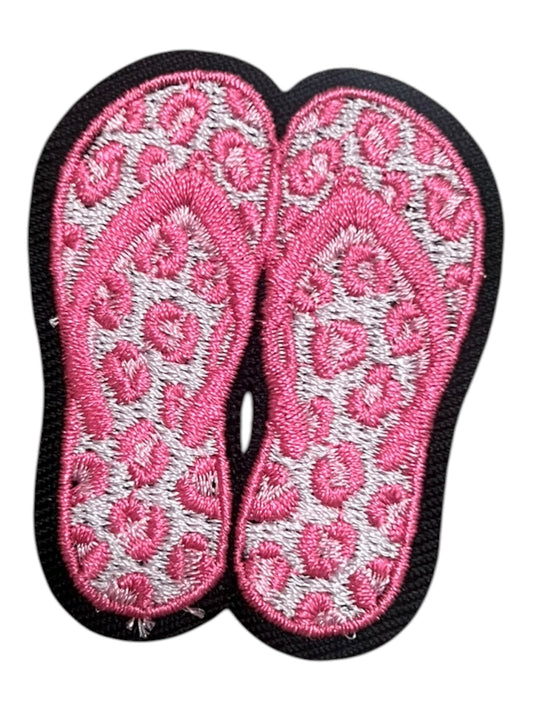 Flip flops pink leopard