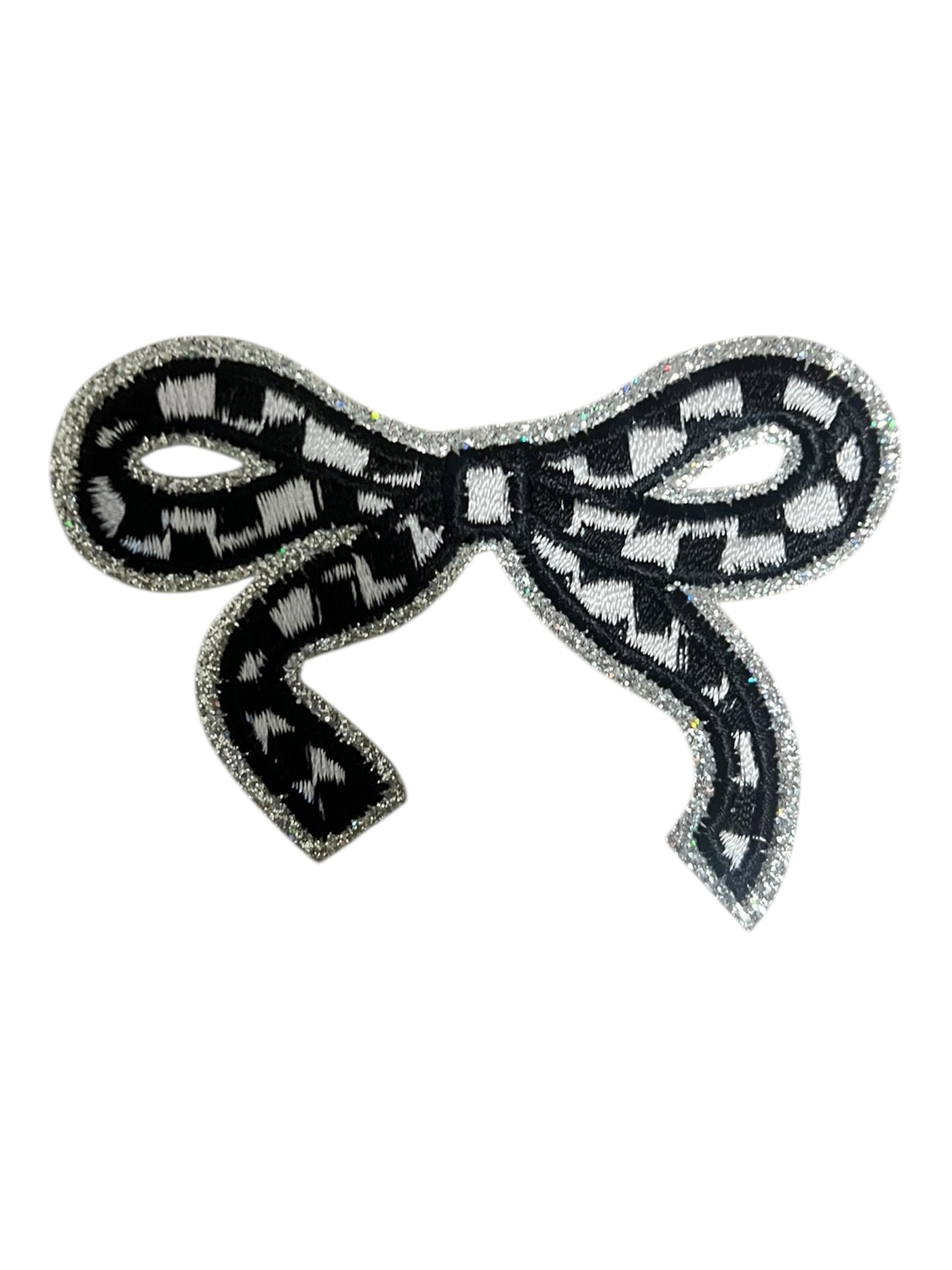 Checkered glitter bow knots