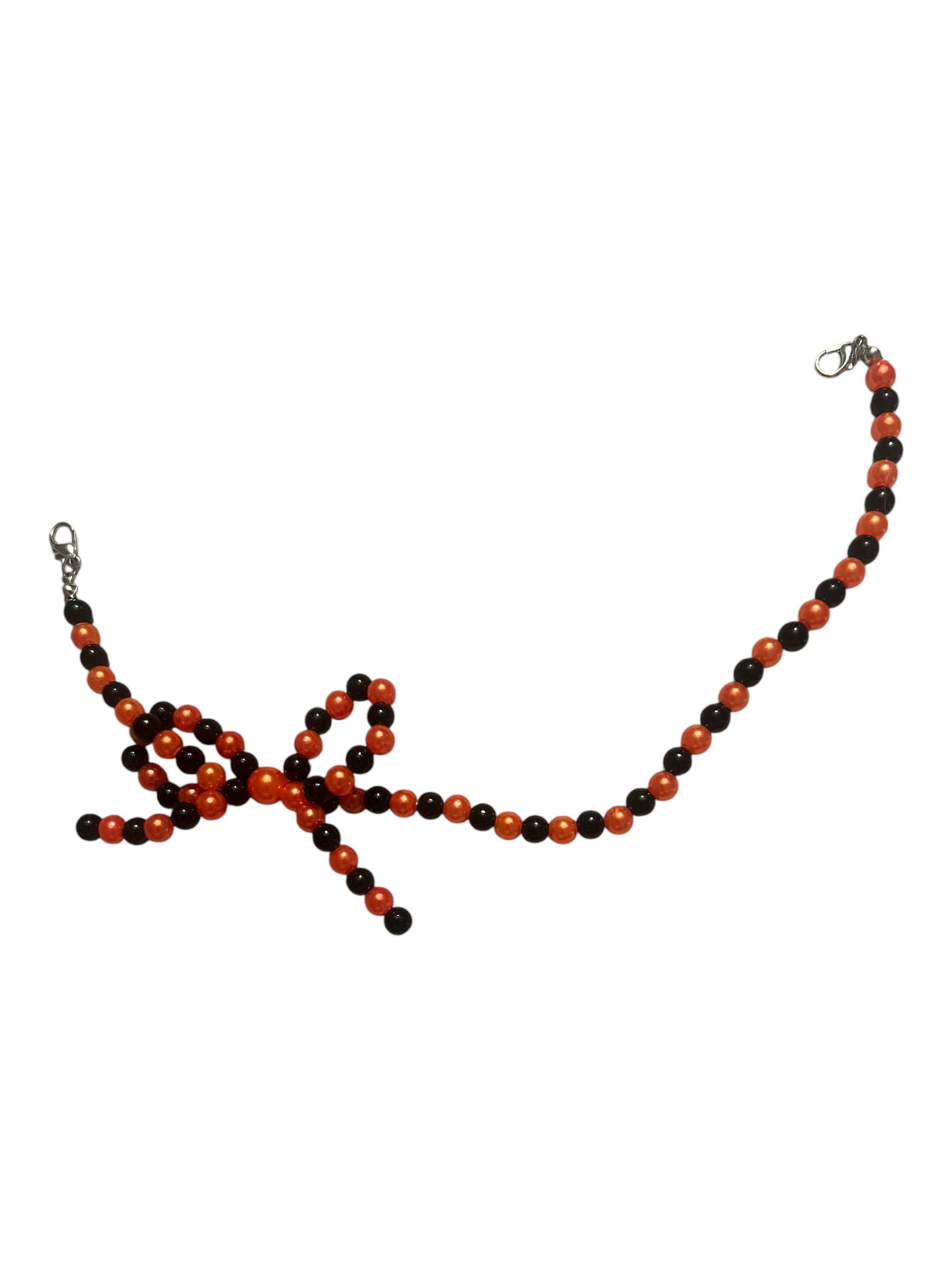 Bow  pearl Hat Chain Orange and black