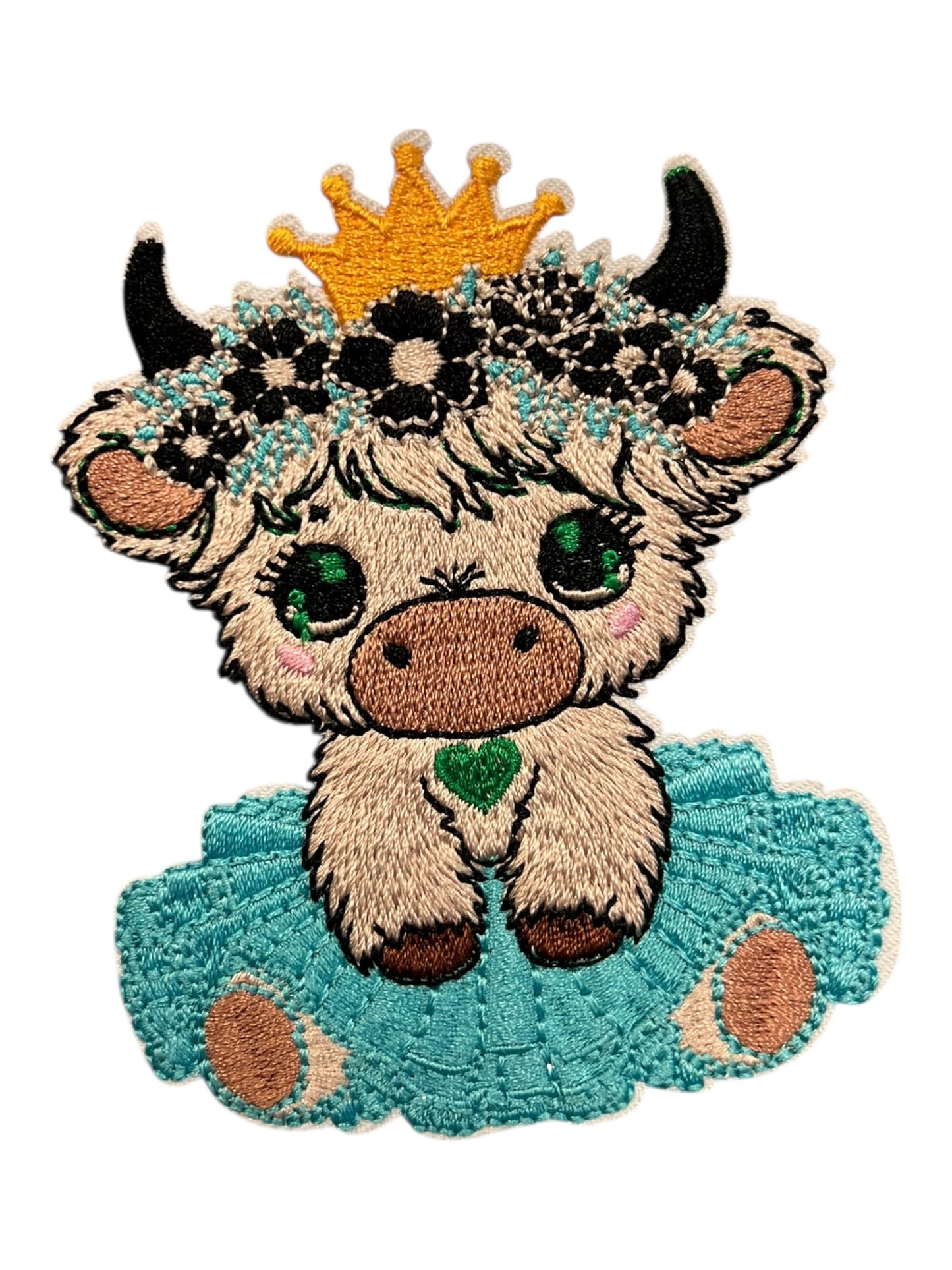 Crown and TuTu cow turquoise