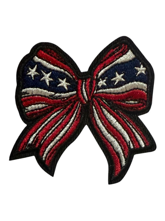 Red white blue stripe star bow