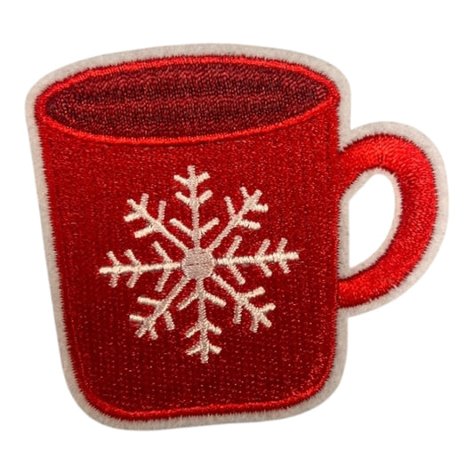 Snowflake Coffee Mug Iron on Patch