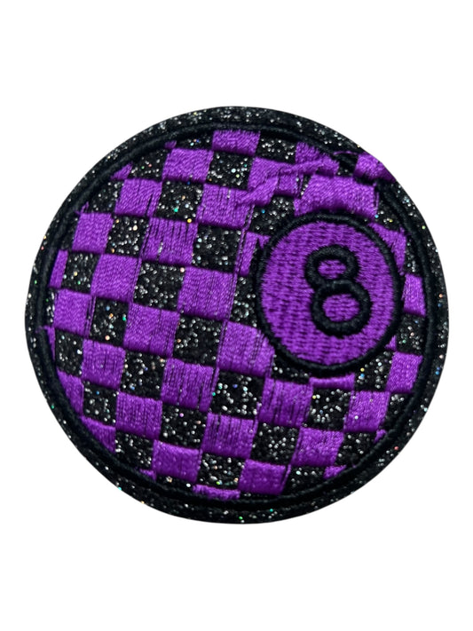 Purple black checkered 8 ball