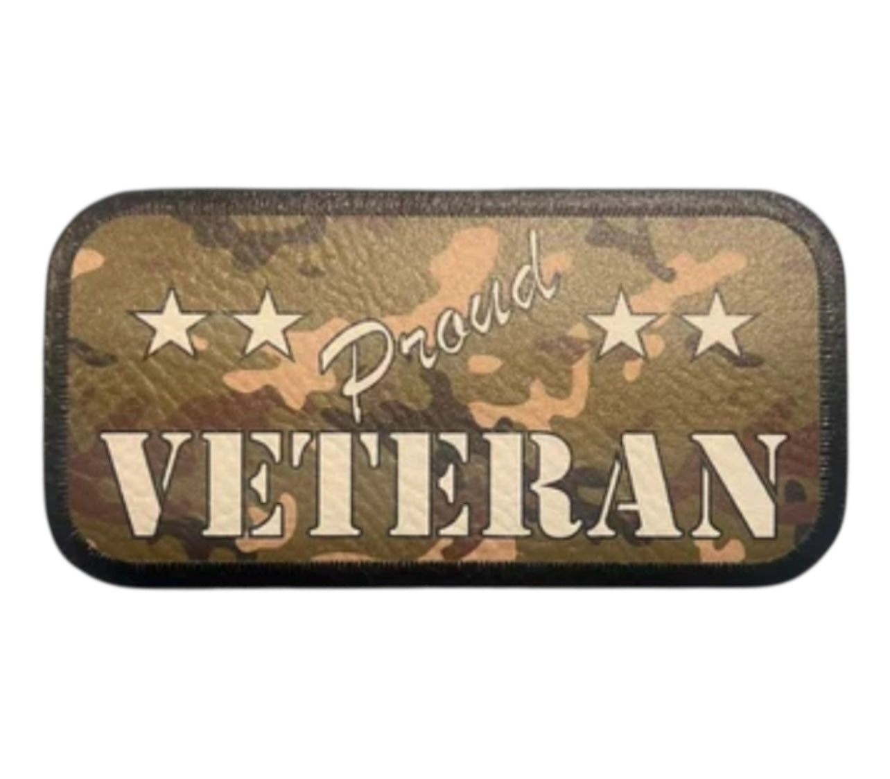 Proud veteran camo  leatherette Iron on Patch
