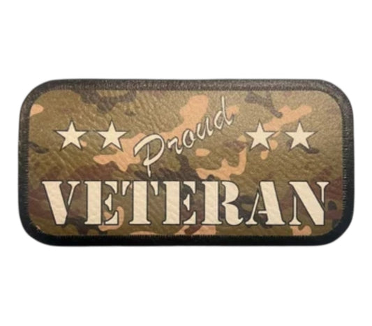Proud veteran camo  leatherette Iron on Patch
