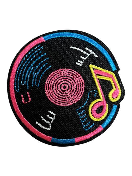 Neon record with a music note