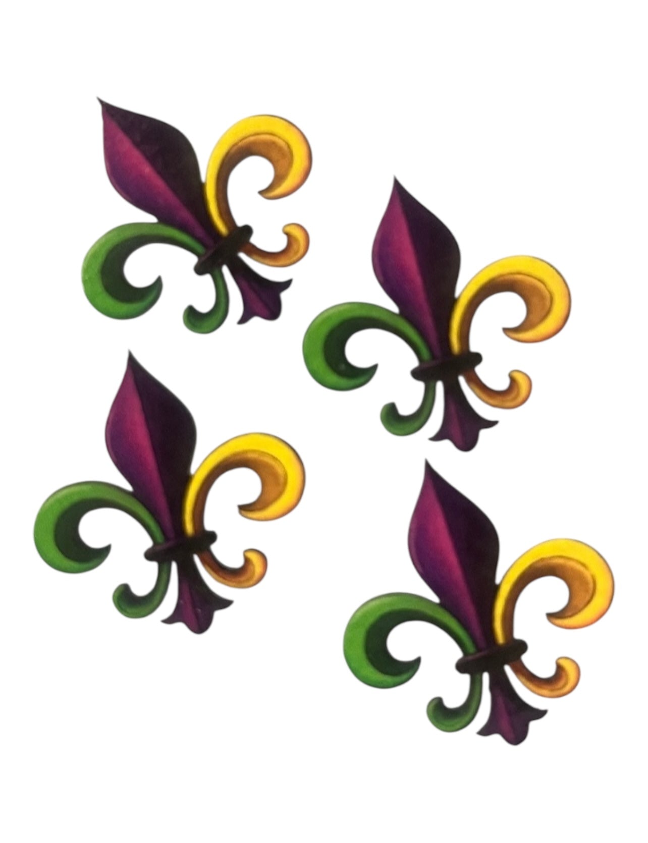 Set of 4 mini Mardi Gras Fleu de lis Leatherette Iron on Patch