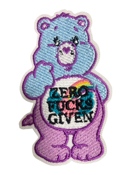 Zero Fuxxcks given blue and purple bear