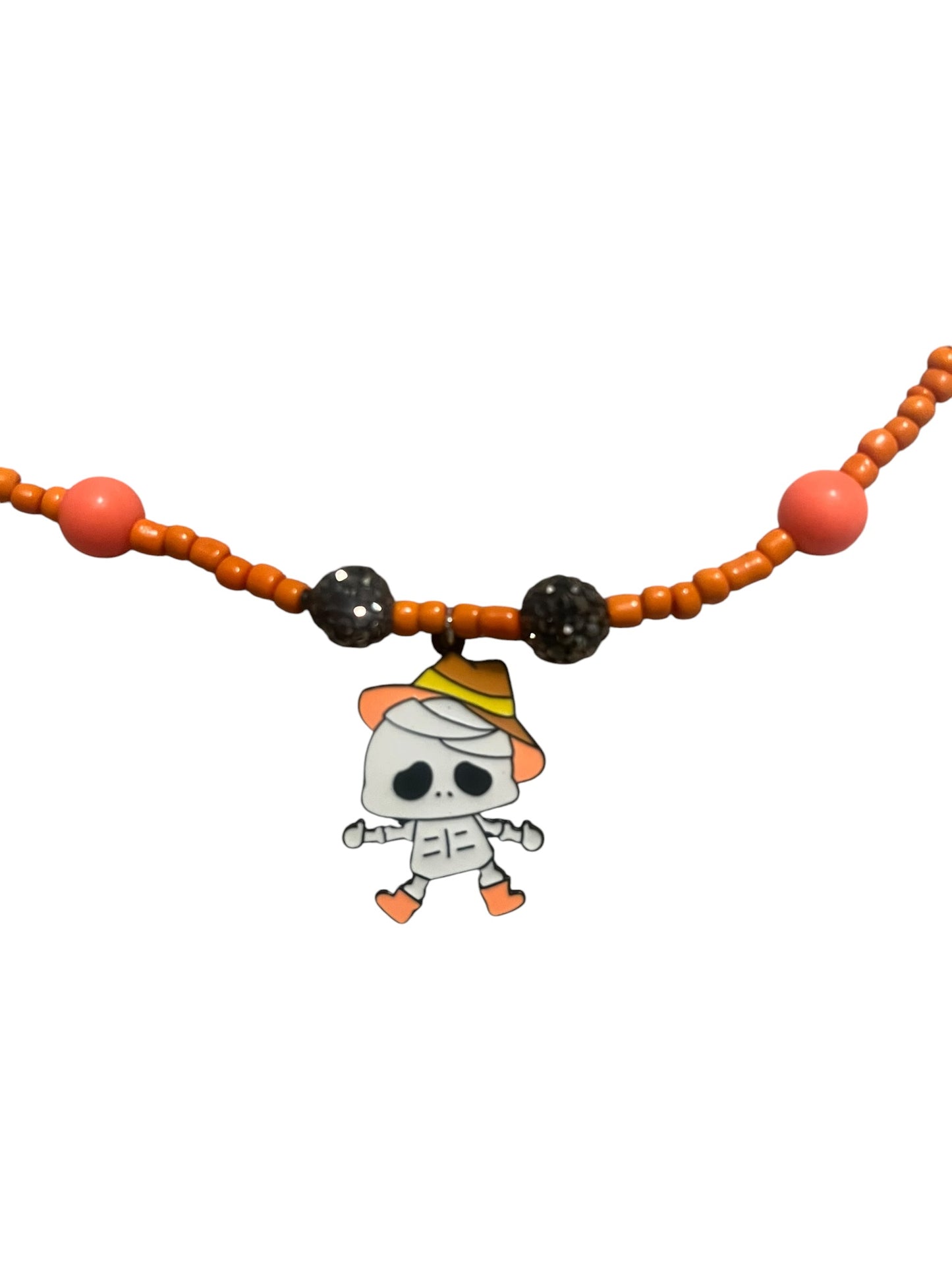 Orange beaded hay chain with charm
