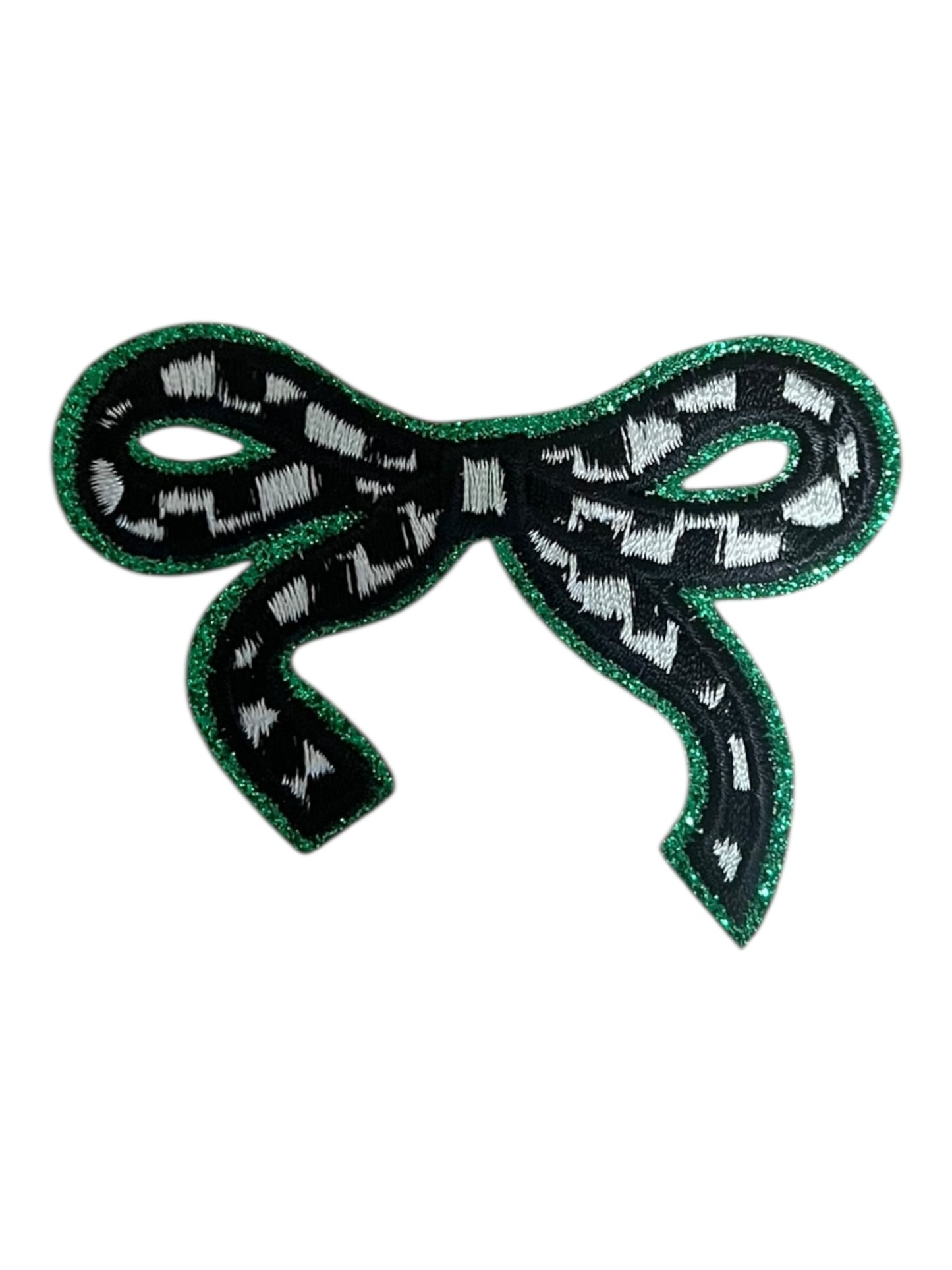Checkered glitter bow knots