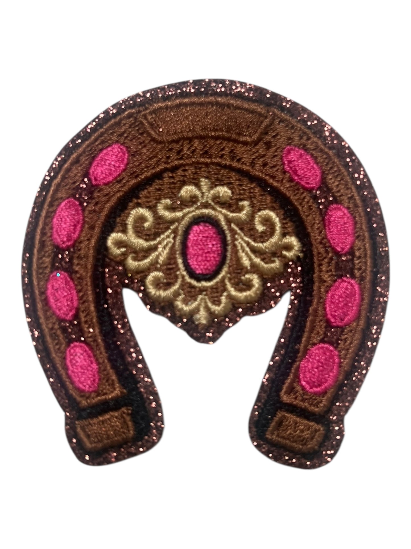 Bronze horseshoe with pink