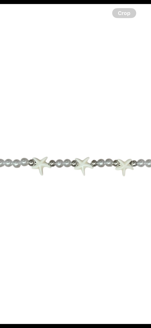 Pearls and starfish hat chain