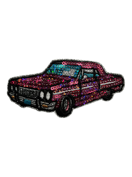 Hot pink and turquoise Sequin car