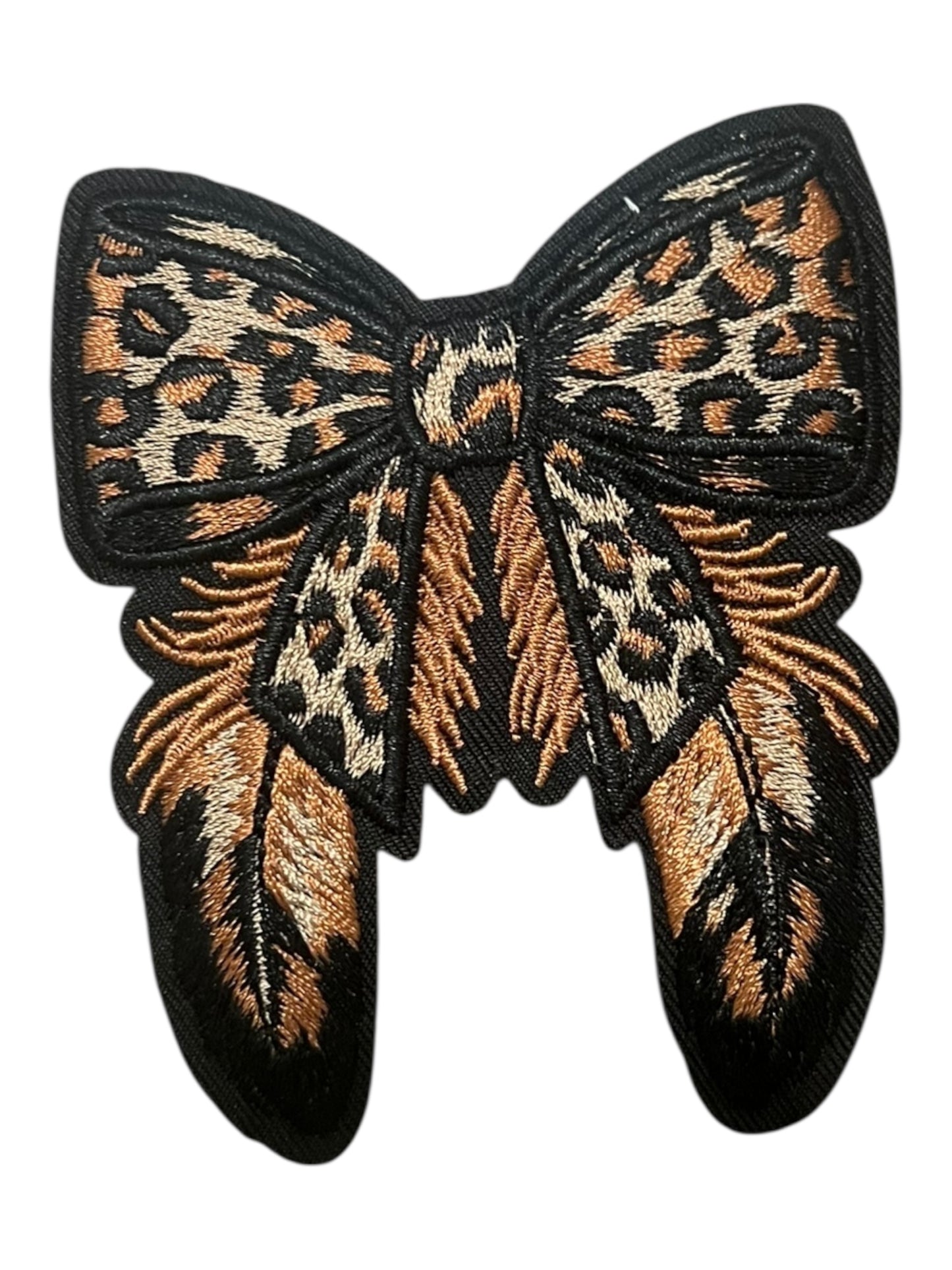 Leopard and feathers bow