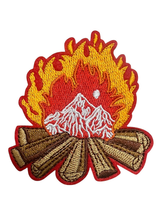 Orange with wood campfire