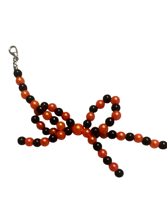Bow  pearl Hat Chain Orange and black