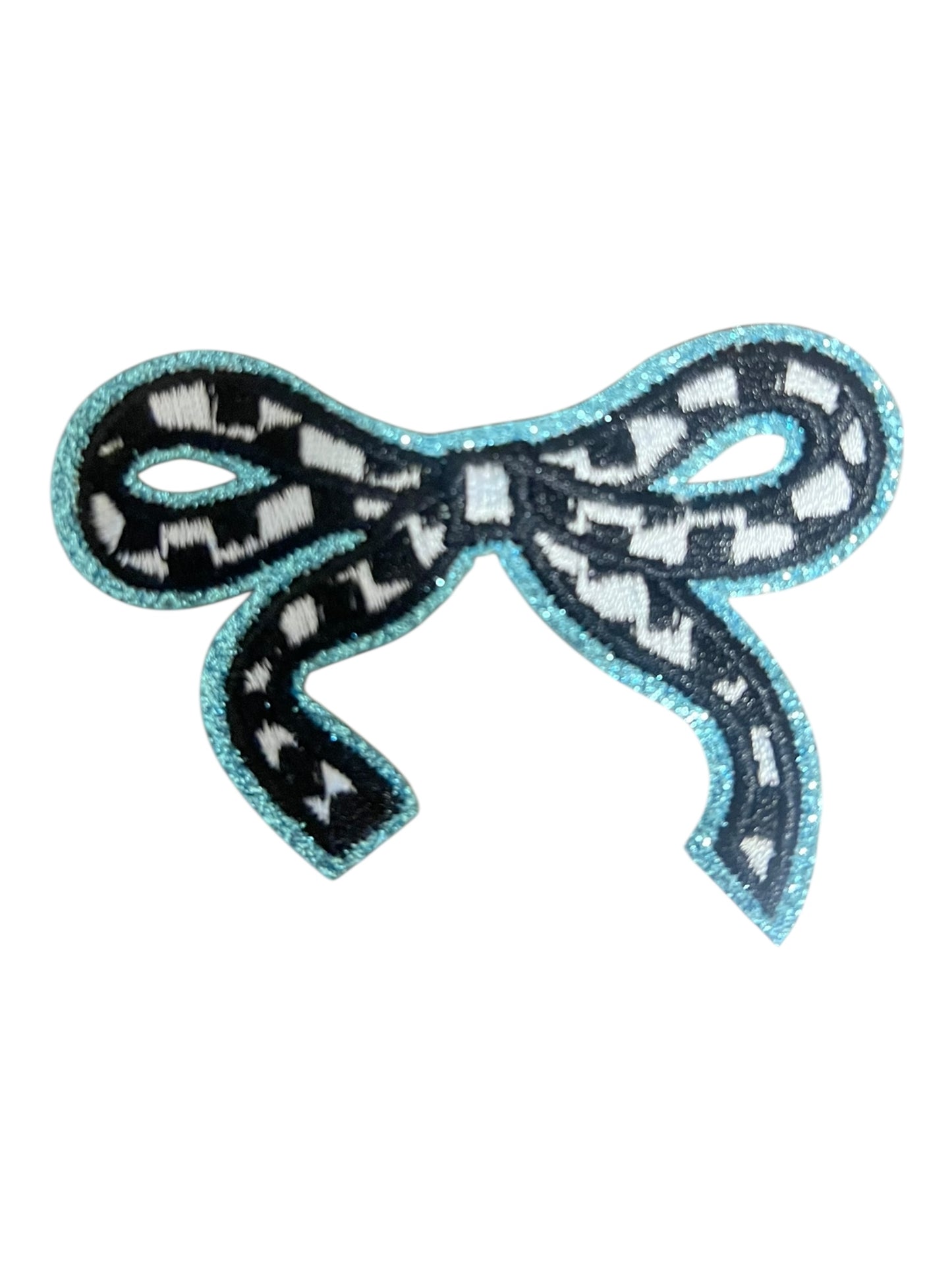 Checkered glitter bow knots