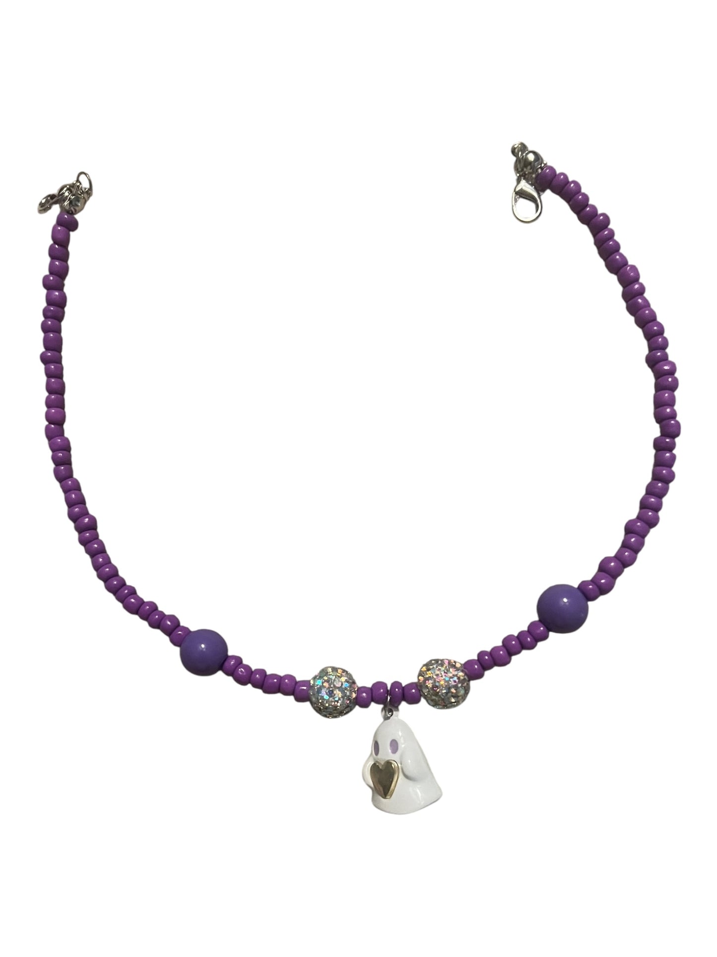 Purple beaded hat chain with ghost bead