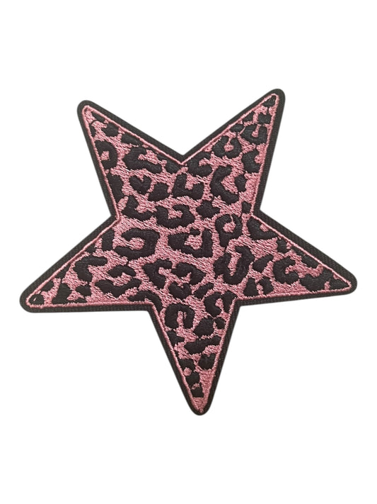 Dark pink animal print star  3.5” wide