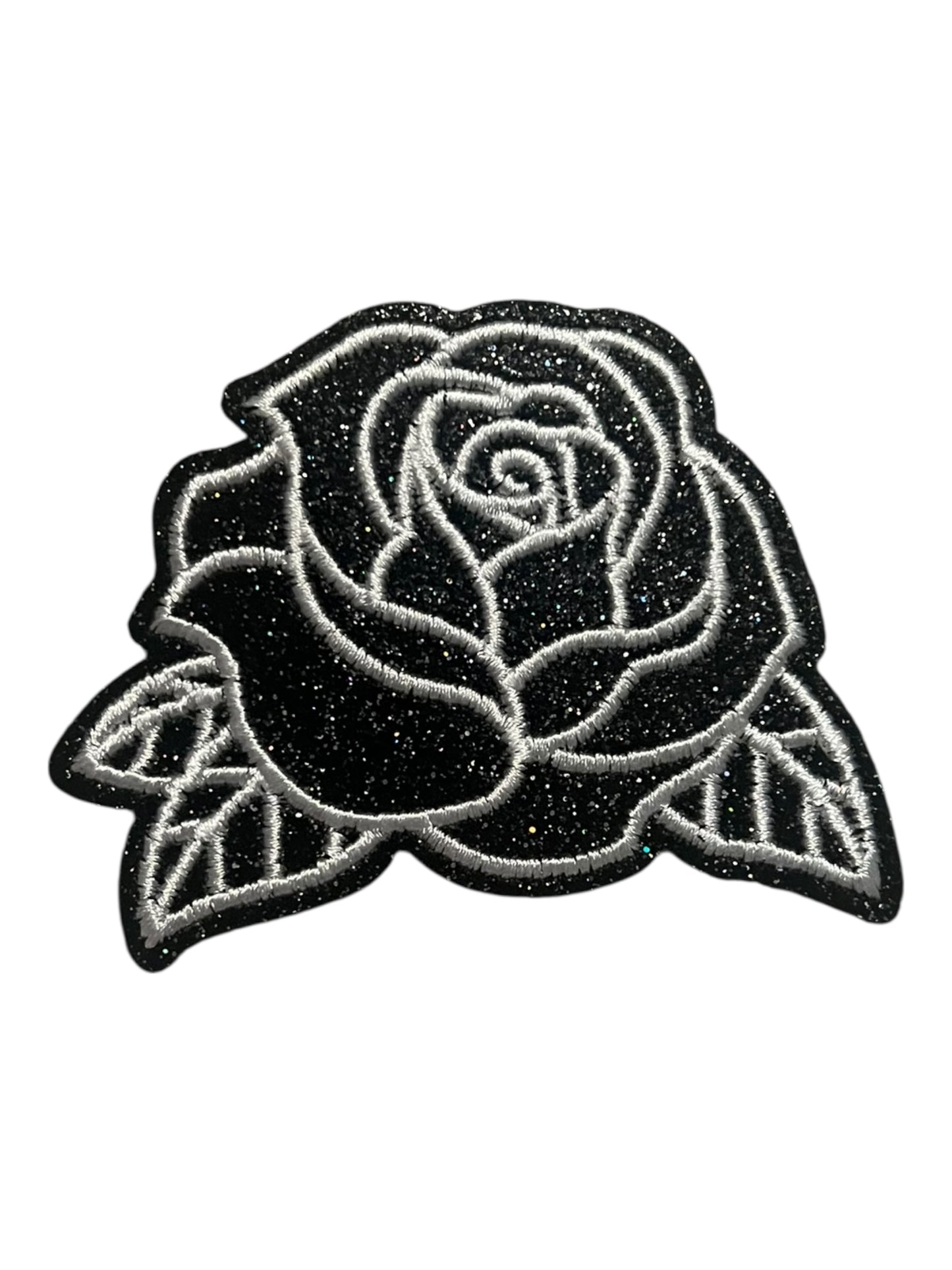 Black glitter rose with white Trim