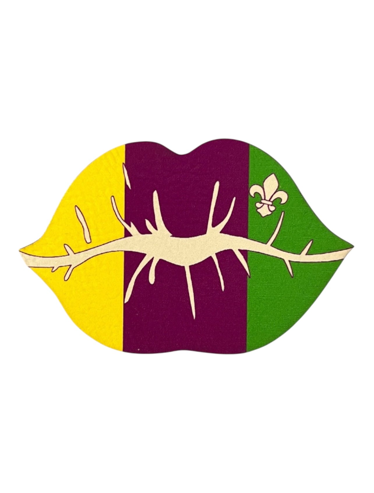 Mardi Gras Lips  Leatherette Iron on Patch