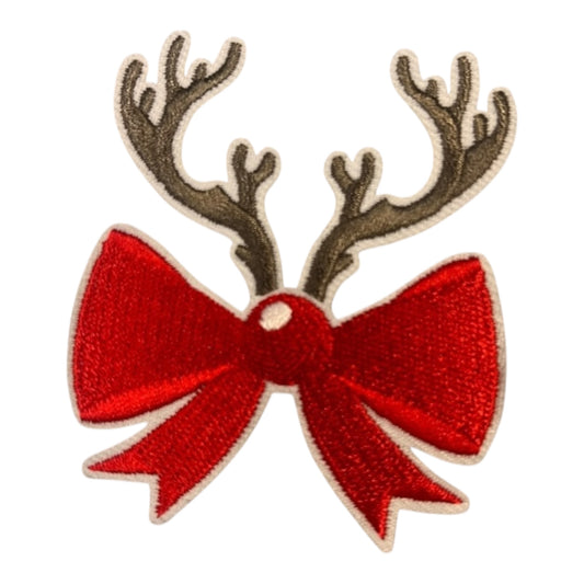 Christmas bow and horns iron on Patch