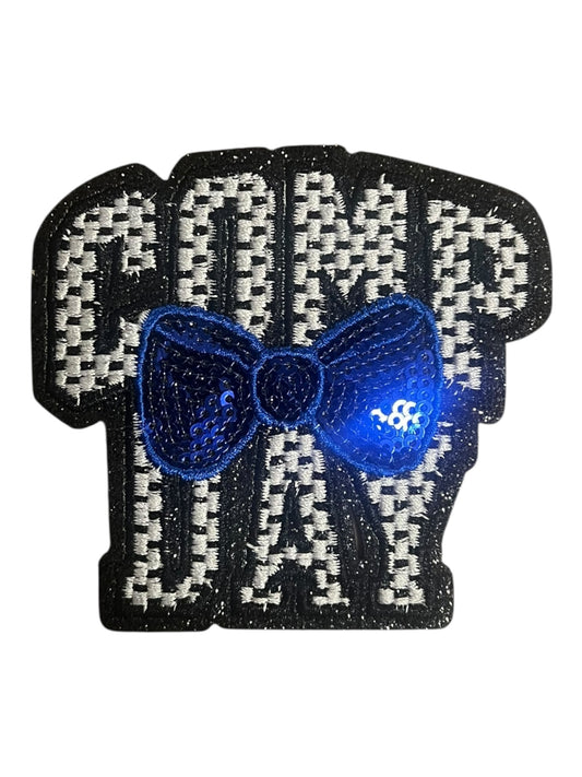 Comp day  checkered blue bow