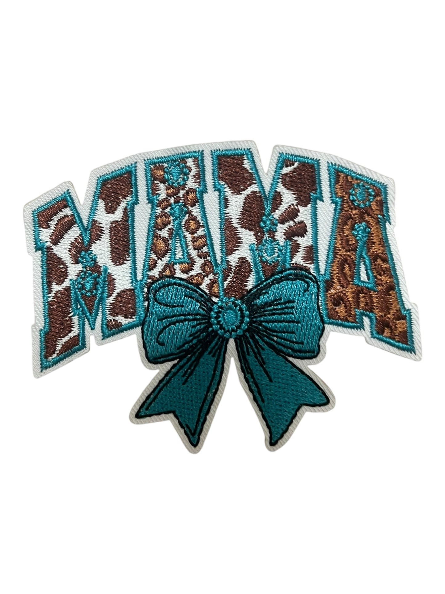 Mama cow print brown and turquoise