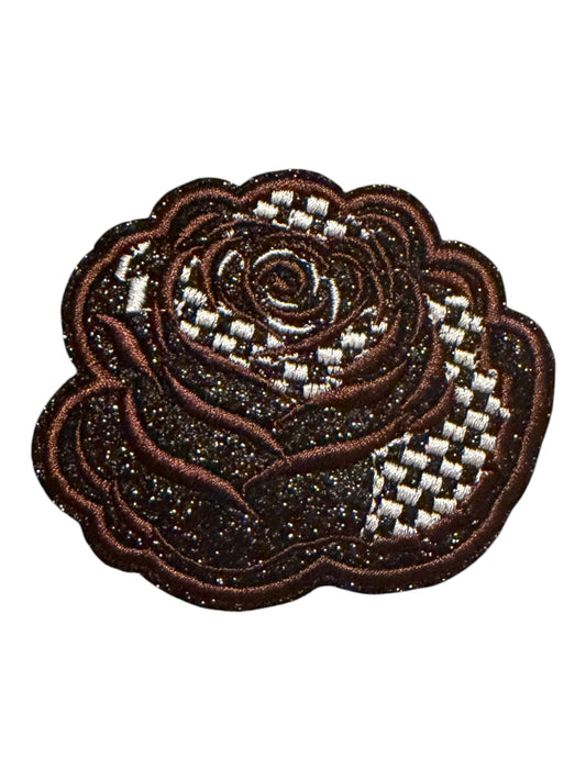 Black and white checkered rose with brown