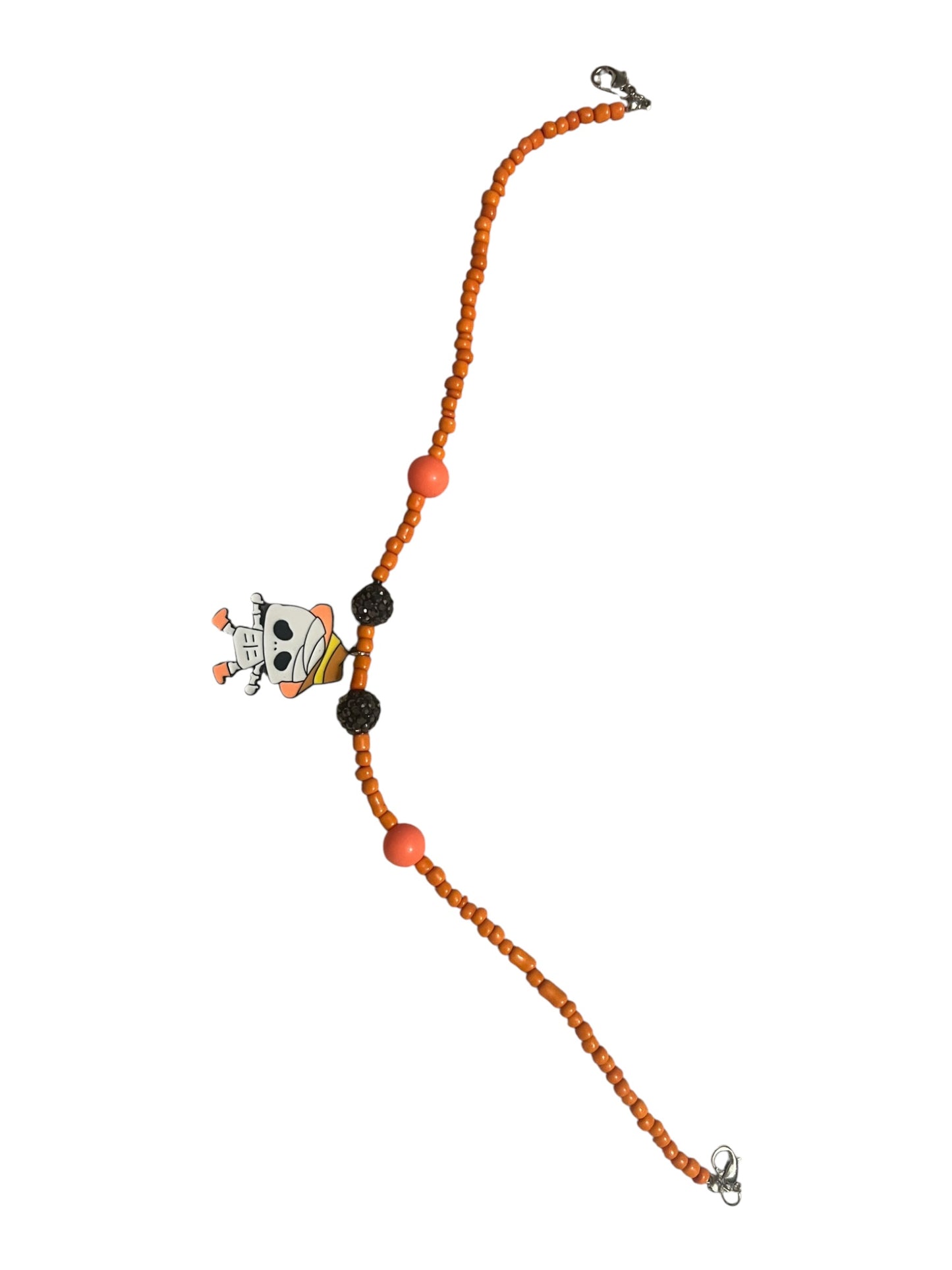 Orange beaded hay chain with charm