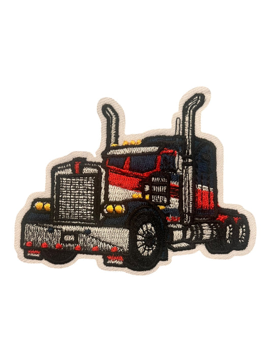 Red white blue trucker truck