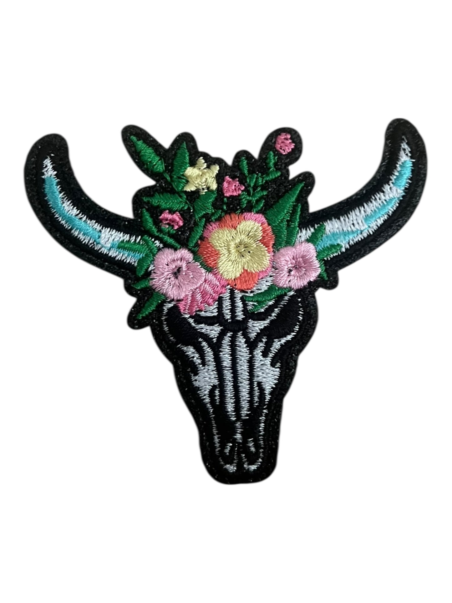Western steer head with flowers