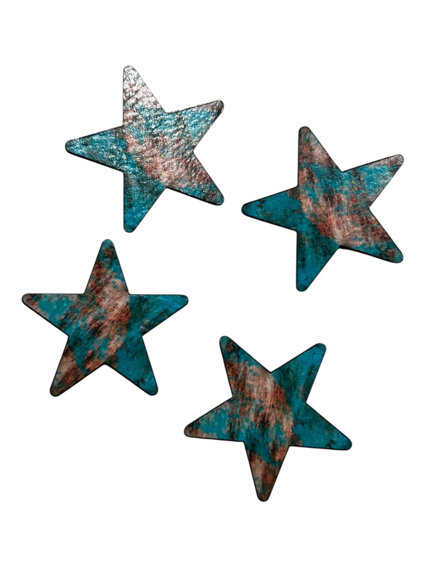Set of 4 Turquoise and cow print stars