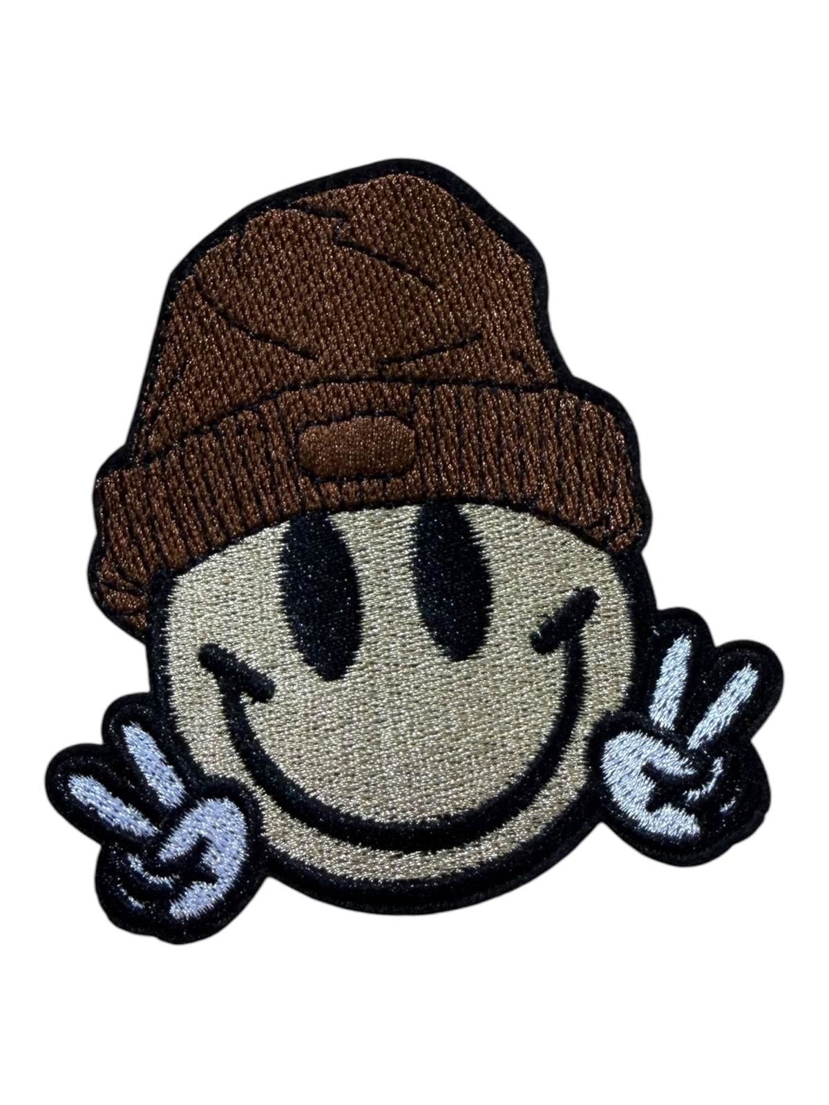 Smiley face peace out  with a beanie