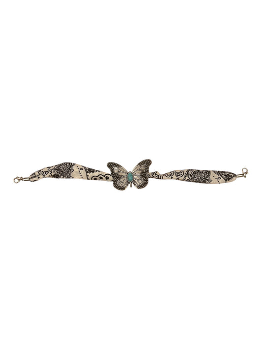 Bandana print with turquoise butterfly charm