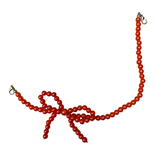 Bow Orange pearl Hat Chain
