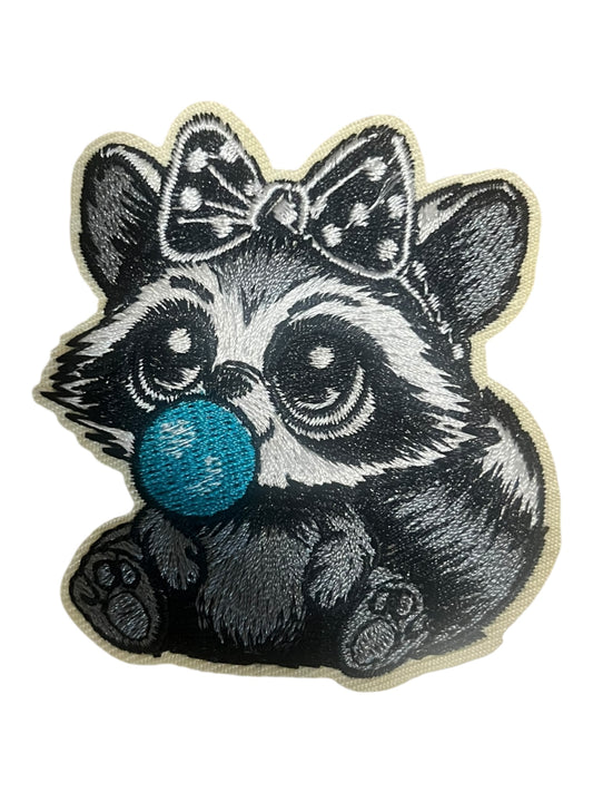 Blue Bubble bow  raccoon