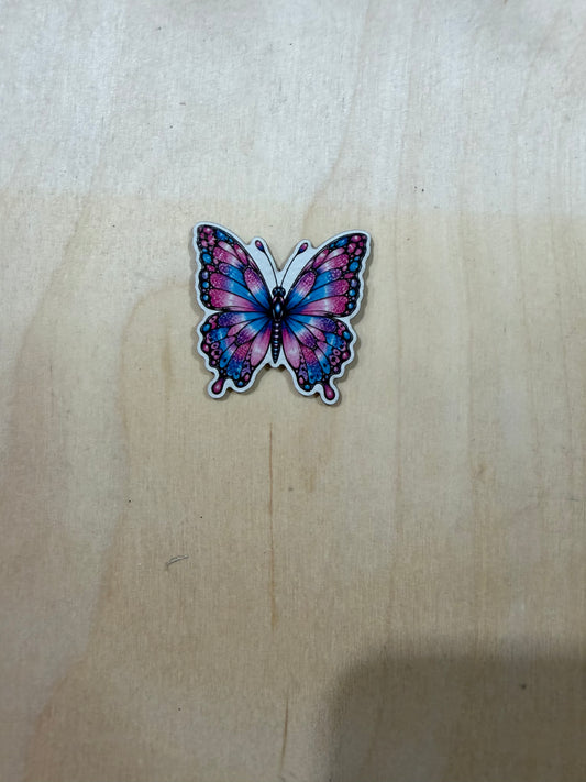 Leatherette butterfly blue pink